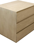 24" Natural Solid Wood Three Drawer Nightstand