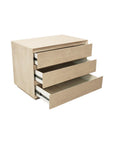 24" Natural Solid Wood Three Drawer Nightstand