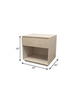 24" Natural Solid Wood One Drawer Nightstand