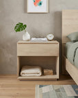 24" Natural Solid Wood One Drawer Nightstand