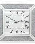 24" Silver Glass Silent Analog Square Wall Clock