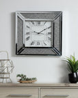 24" Silver Glass Silent Analog Square Wall Clock