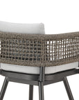 35" Light Gray Metal Swivel Low back Outdoor Counter Height Bar chair with Footrest