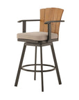 40" Brown Metal Swivel Outdoor Counter Height Bar chair with Footrest
