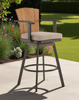 40" Brown Metal Swivel Outdoor Counter Height Bar chair with Footrest