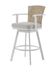 40" Gray Metal Swivel Outdoor Counter Height Bar chair with Footrest