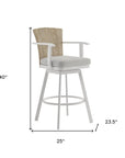 40" Gray Metal Swivel Outdoor Counter Height Bar chair with Footrest
