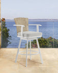 40" Gray Metal Swivel Outdoor Counter Height Bar chair with Footrest