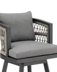 40" Gray Metal Swivel Outdoor Bar Height chair with Footrest
