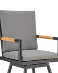 48" Dark Gray Metal Swivel Outdoor Bar Height chair with Footrest