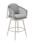 40" Light Gray Metal Swivel Outdoor Counter Height Bar chair with Footrest