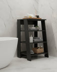 17" Black Wood Freestanding Bathroom Shelf