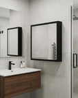 20" Black Wood Floating Bathroom Vanity