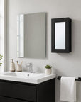 15" Black Wood Floating Bathroom Vanity