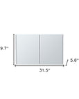 32" White Wood Wall Mounted Double Door Medicine Cabinet