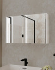 32" White Wood Wall Mounted Double Door Medicine Cabinet
