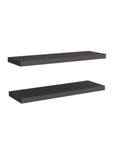32" Set Of Two Dark Gray Wood Wall Mounted Floating Shelves