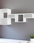 47" White Wood Wall Mounted Cubby Shelf