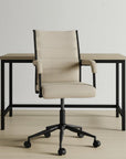 Beige and Black Adjustable Height Swivel Rolling Office Chair