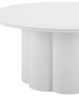 34" White Rounded Aluminum Outdoor Coffee Table