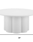 34" White Rounded Aluminum Outdoor Coffee Table