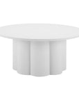 34" White Rounded Aluminum Outdoor Coffee Table