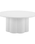 34" White Rounded Aluminum Outdoor Coffee Table