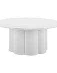 34" White Rounded Aluminum Outdoor Coffee Table
