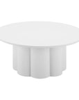 34" White Rounded Aluminum Outdoor Coffee Table