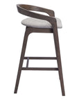 Set of Two 31" Gray And Espresso Fabric And Solid Wood Low Back Bar Height Bar Chairs