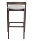 Set of Two 31" Gray And Espresso Fabric And Solid Wood Low Back Bar Height Bar Chairs
