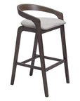 Set of Two 31" Gray And Espresso Fabric And Solid Wood Low Back Bar Height Bar Chairs