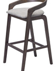 Set of Two 31" Gray And Espresso Fabric And Solid Wood Low Back Bar Height Bar Chairs