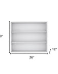 36" White Wood Three Tier Wall Mounted Floating Shelf