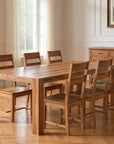 Seven Piece Brown Solid Wood Dining Set with Six Chairs