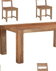 Seven Piece Brown Solid Wood Dining Set with Six Chairs