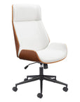 White Adjustable Height Rolling Executive Office Chair
