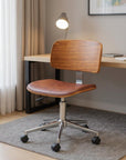 Brown Adjustable Height Rolling Office Chair
