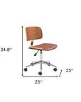 Brown Adjustable Height Rolling Office Chair