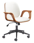 White Adjustable Height Rolling Office Chair