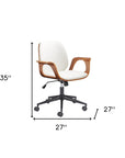 White Adjustable Height Rolling Office Chair