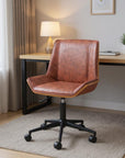 Brown Adjustable Height Rolling Office Chair