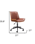 Brown Adjustable Height Rolling Office Chair