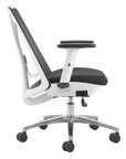 Black Silver and White Adjustable Height Swivel Rolling Office Chair