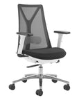 Black Silver and White Adjustable Height Swivel Rolling Office Chair