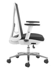 Black Silver and White Adjustable Height Swivel Rolling Office Chair