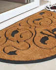 30" X 48" Beige and Black Rubber and Coir Outdoor Semi Circle Door Mat