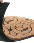 30" X 48" Beige and Black Rubber and Coir Outdoor Semi Circle Door Mat