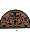 30" X 48" Beige and Black Rubber and Coir Outdoor Semi Circle Door Mat