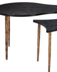 Set of Two Black and Bronze Wood and Steel Free Form Coffee And End Table